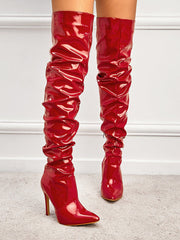 Overknee-Stiefel aus PU mit spitzer Spitze