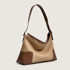 Office Style Color Buckle Trim Tote Bag - Brown