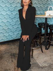 Mono de pierna ancha acanalado con cremallera