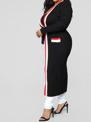 Gewickelter Cardigan-Mantel mit Kontrastbesatz