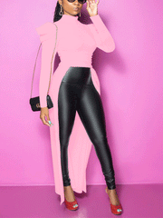 Top fruncido con dobladillo alto y bajo