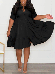 Vestido mini de corte A con escote en V y solapas