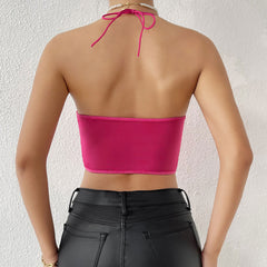 Polished Ruched Sweetheart Satin Crop Corset Top - Rose