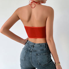 Polished Ruched Sweetheart Satin Crop Corset Top - Orange Red