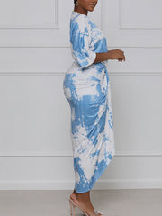 Batik-Kleider mit Schlitz und Falten