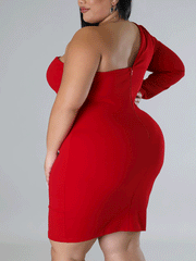 Einfarbiges Minikleid mit One-Shoulder-Träger