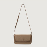 Retro Canvas Crossbody Foldover Baguette Bag - Brown