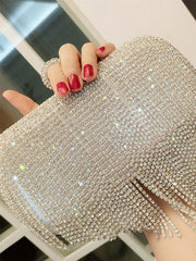 Bolso de mano para fiesta con borlas de diamantes de imitación