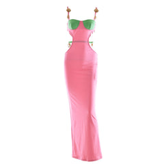 Color Shells – Ärmelloses Maxi-Ballkleid mit Cut-outs - Rosa
