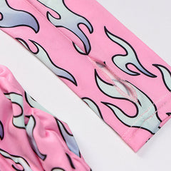 Vestido corto de manga larga con cuello alto, aberturas y cordón ajustable - Rosa