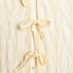 Transparentes Spitzenmuster, Rundhalsausschnitt, Flügelärmeln, Schleife, Urlaubs-Midikleid - Aprikose