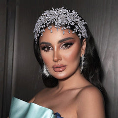 Diadema con efecto de rama y cristales en espray adornados con diamantes de imitación - Plateado