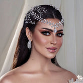 Rhinestone Branch Effect Teardrop Forehead Headband - Silver