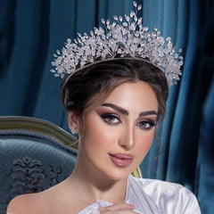 Diadema de novia con efecto de rama brillante y adornos de cristales - Plateado