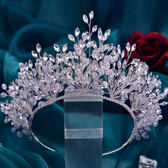 Diadema de novia con efecto de rama brillante y adornos de cristales - Plateado