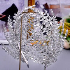 Diadema con motivo de hojas y cristales de imitación - Plateado