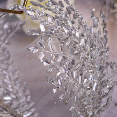 Diadema con motivo de hojas y cristales de imitación - Plateado