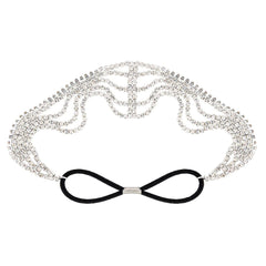 Diadema con borlas en capas adornada con diamantes de imitación - Plateado