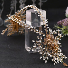 Sunburst Rhinestone Embellished Layered Headband - Gold