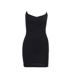 Trim Spaghetti Strap Mini Dress - Black