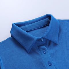 Vestido corto fruncido con botones y cuello de Street Point - Azul