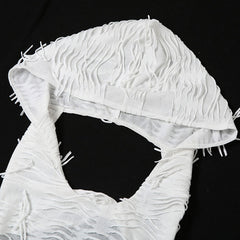 Ärmelloses Distressed-Minikleid mit tiefem Rücken und Kapuze - Schwarz