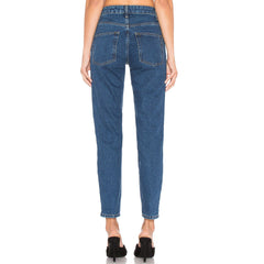 High Waist Faded Trim Skinny Leg Jeans - Blue