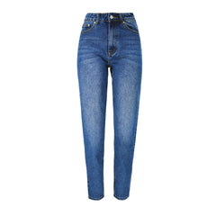 High Waist Faded Trim Skinny Leg Jeans - Blue