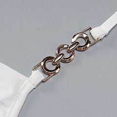 Ärmelloses Neckholder-Crop-Top mit Wasserfallausschnitt - Weiß