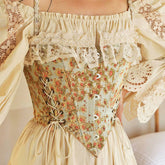 Top tipo corsé con volantes, cierre de gancho y ojal y estampado floral en los laterales - Verde