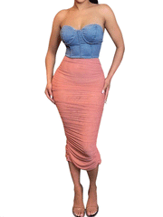 Vestido tubo midi ajustado con dobladillo irregular