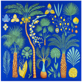 Tropical Print Square Silk Twill Scarf - Klein Blue