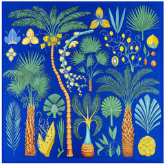 Tropical Print Square Silk Twill Scarf - Klein Blue