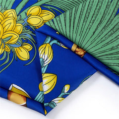 Tropical Print Square Silk Twill Scarf - Klein Blue