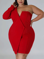 Einfarbiges Minikleid mit One-Shoulder-Träger