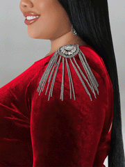 Rückenfreies Midikleid aus Samt mit Schlitz