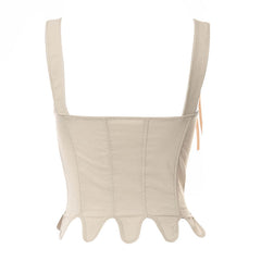 Vintage Style Edge Lace Up Boned Crop Corset Top - Army Green