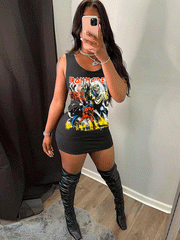 Vestido mini estampado sin mangas de moda