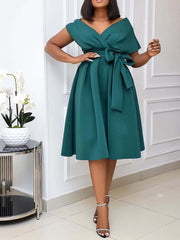 Elegantes vestidos de fiesta de corte A con abertura sólida