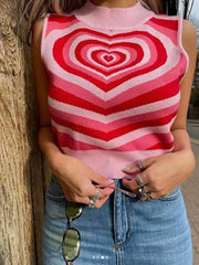 Heart Sleeveless Crop Tops