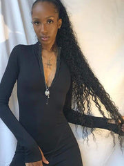 Zipper Collar Skinny Jumpsuits