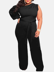 One Shoulder Belted Jumpsuit