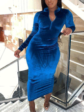 Velvet V Neck Maxi Dress