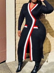 Gewickelter Cardigan-Mantel mit Kontrastbesatz