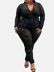 Jumpsuit aus Netzstoff mit Reißverschluss vorne