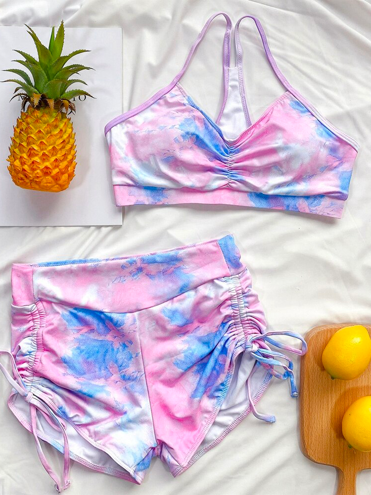 Traje de baño bikini con efecto tie-dye