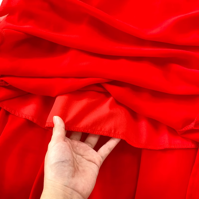 Red Off Shoulder Chiffon dress