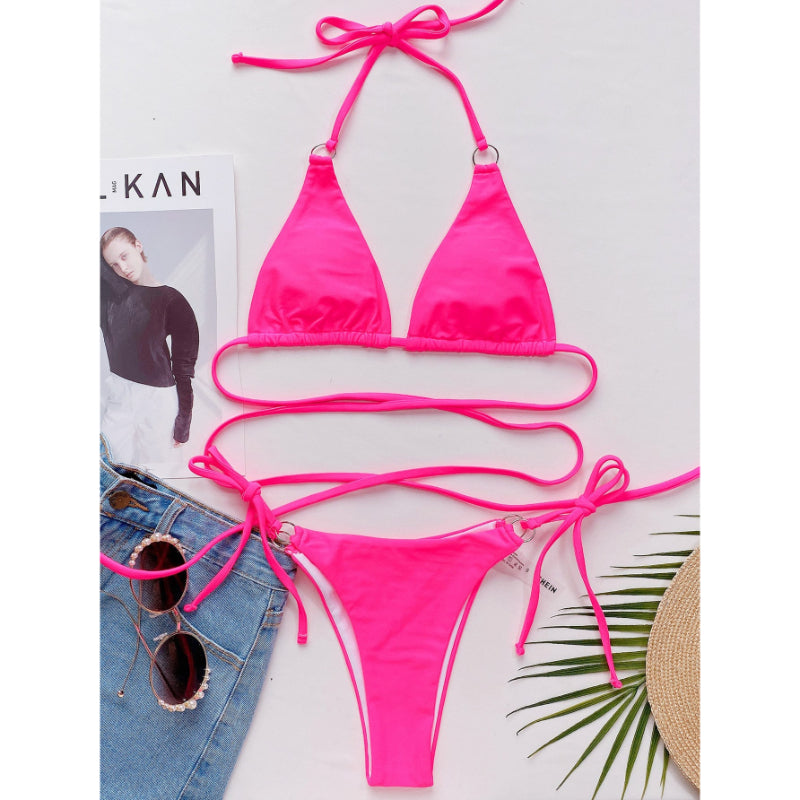 Conjunto de bikini cruzado para mujer