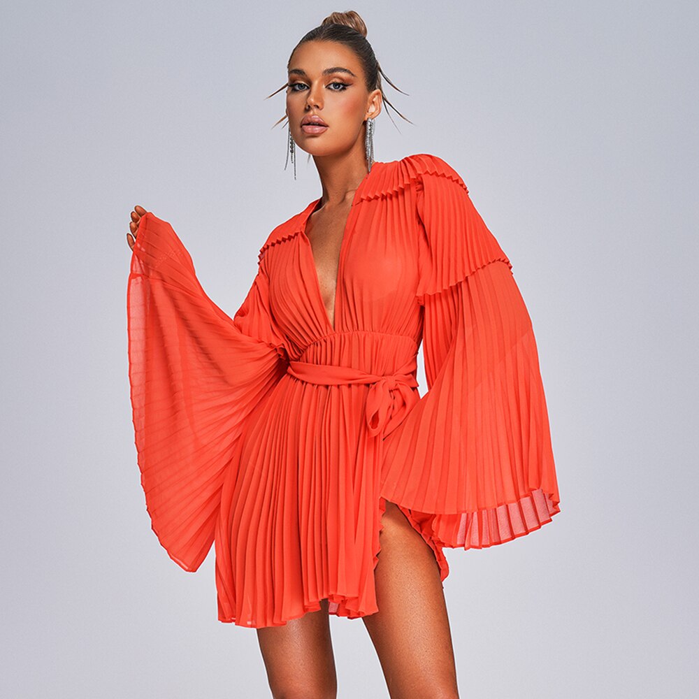 Empire Waist Party Chiffon Dress Draped Vestidos