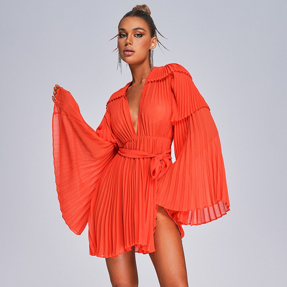 Empire Waist Party Chiffon Dress Draped Vestidos